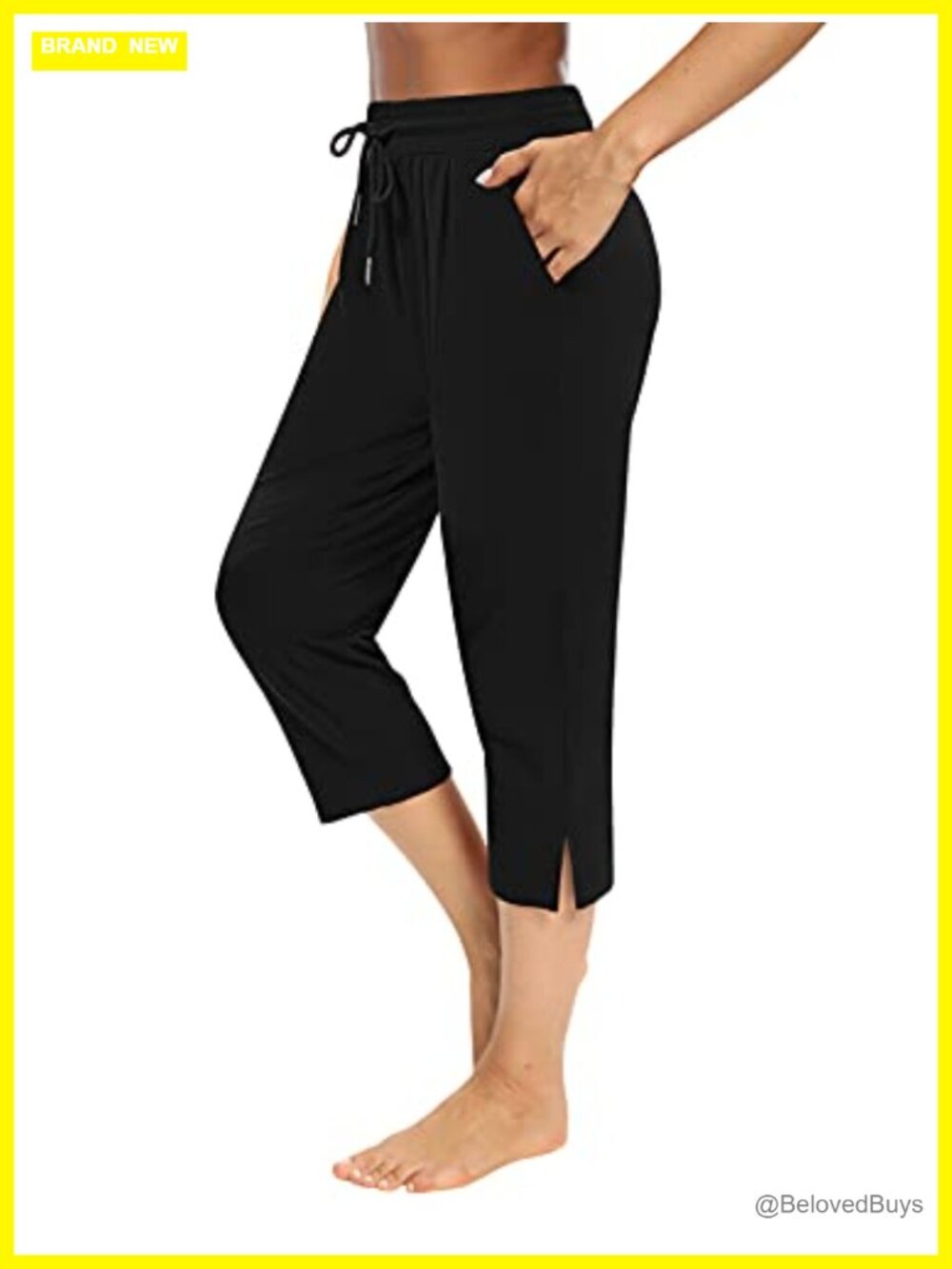 Womens Capri Yoga Pants Loose Workout Joggers Drawstring Sweatpants Lounge